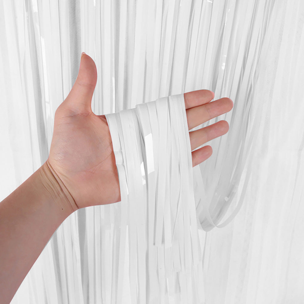 3ft X 6.5ft FOIL FRINGE CURTAIN - WHITE