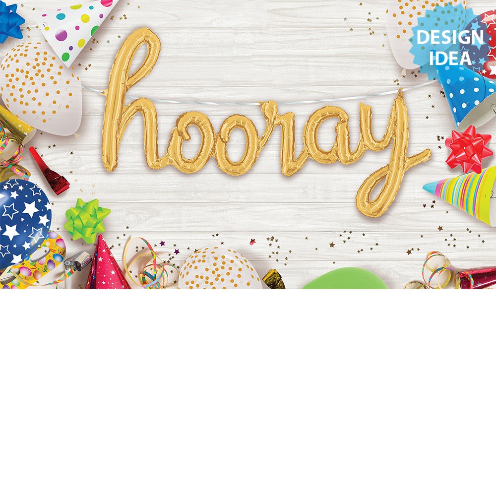 44 inch HOORAY SCRIPT - GOLD