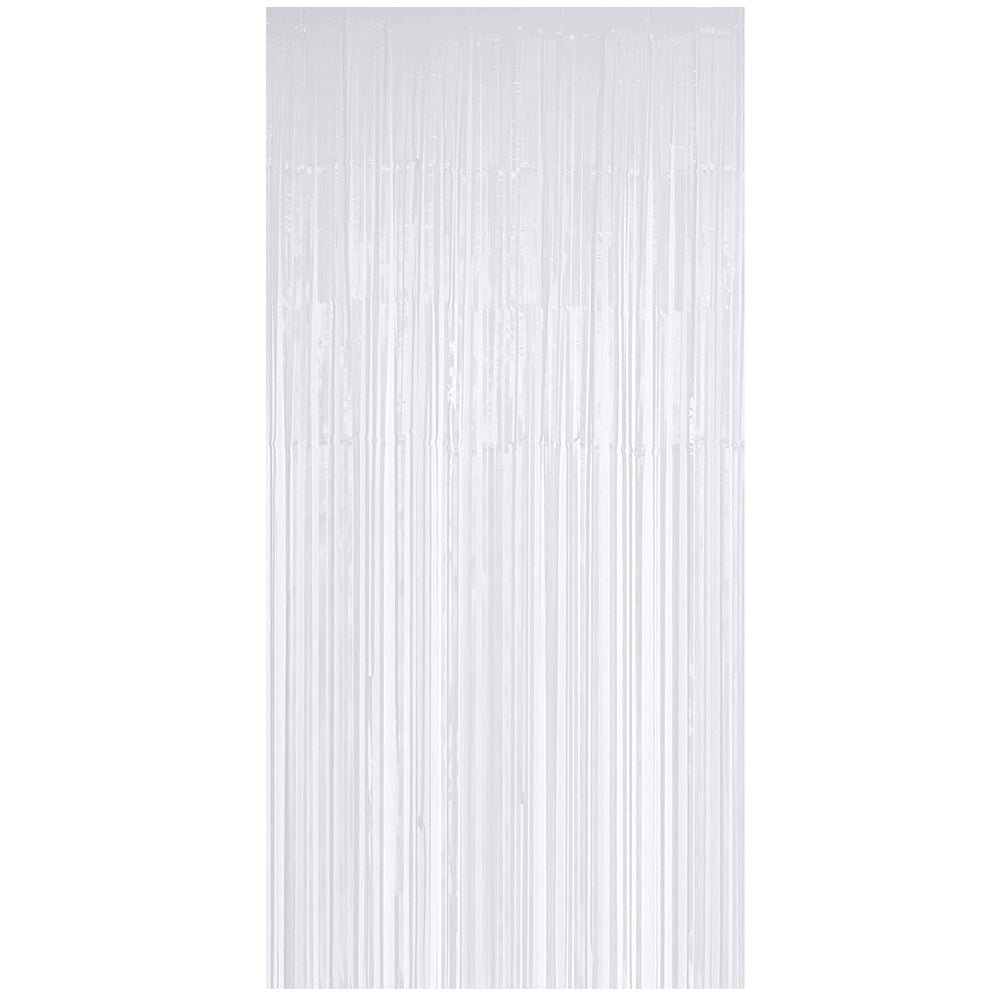 3ft X 6.5ft FOIL FRINGE CURTAIN - WHITE