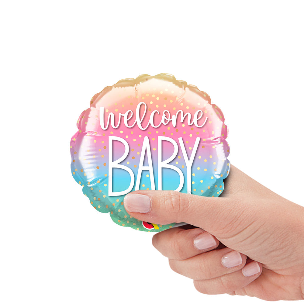 4 inch WELCOME BABY RAINBOW CONFETTI MINI SHAPE (AIR-FILL ONLY)