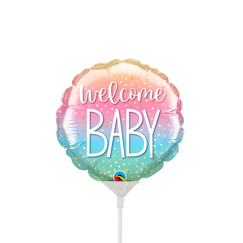 4 inch WELCOME BABY RAINBOW CONFETTI MINI SHAPE (AIR-FILL ONLY)