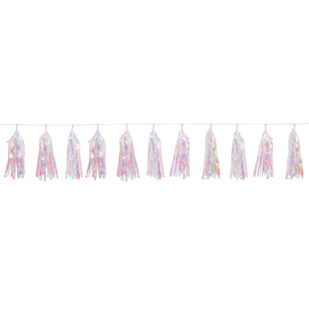 9ft FOIL TASSEL GARLAND - IRIDESCENT